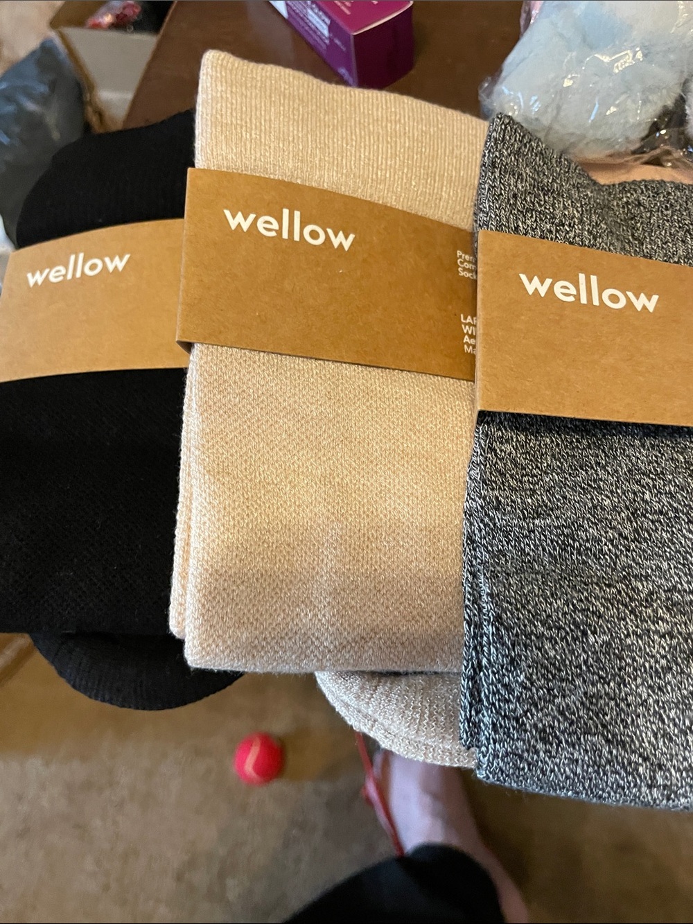 Wellow Women's Sock Trio - Black, Cream & Gray